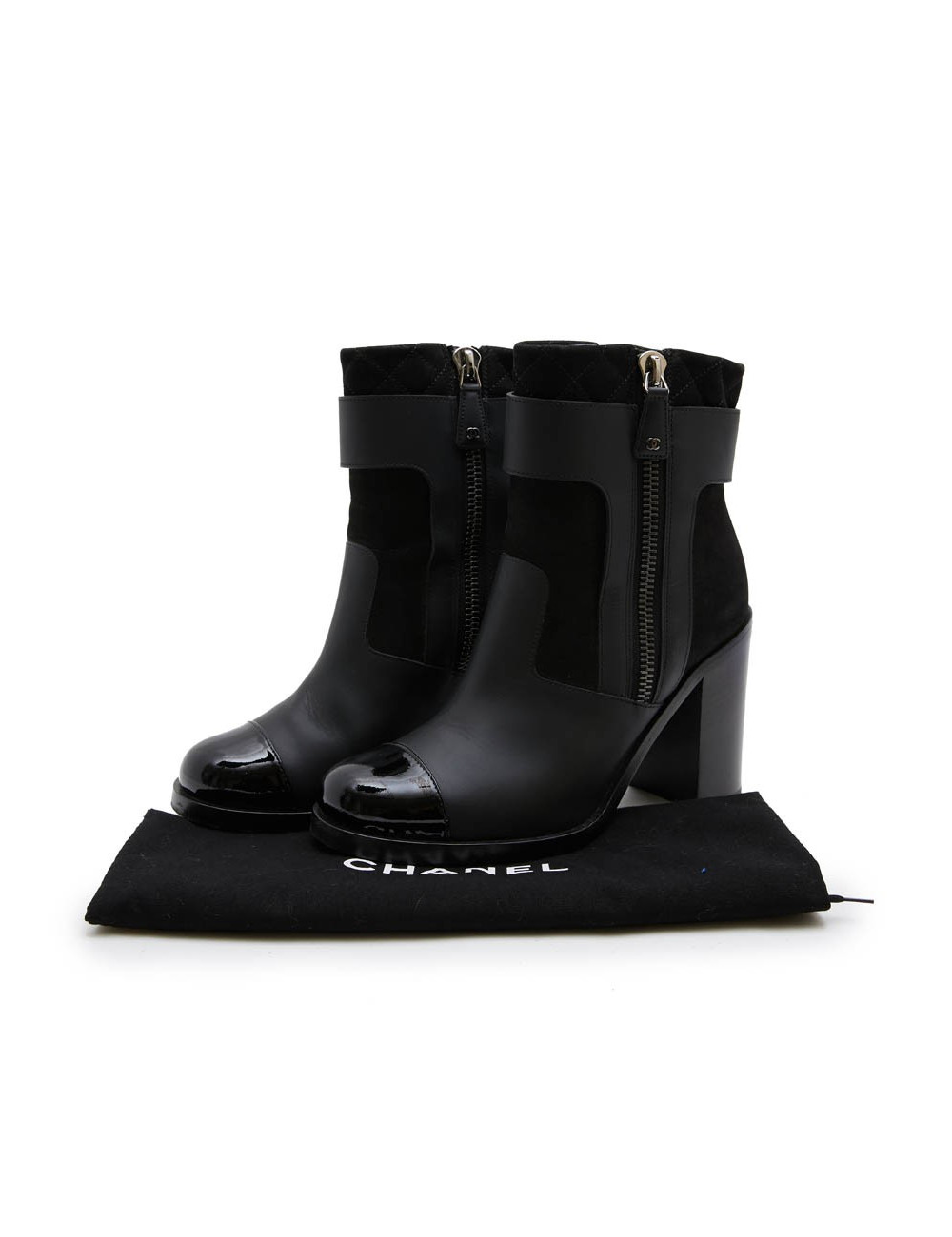 CHANEL ankle boots in black leather T38,5 