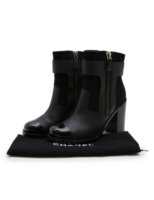 Bottines CHANEL T38,5 cuir noir