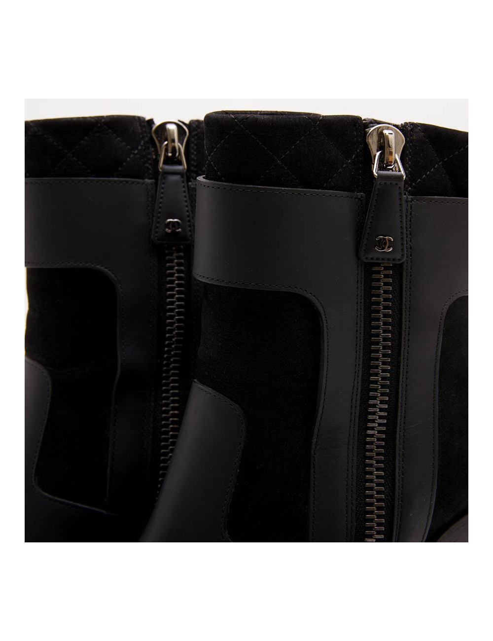 CHANEL ankle boots in black leather T38,5 