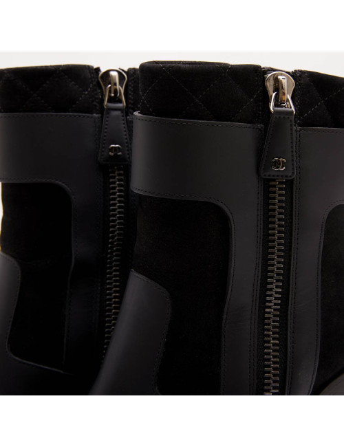 Bottines CHANEL T38,5 cuir noir