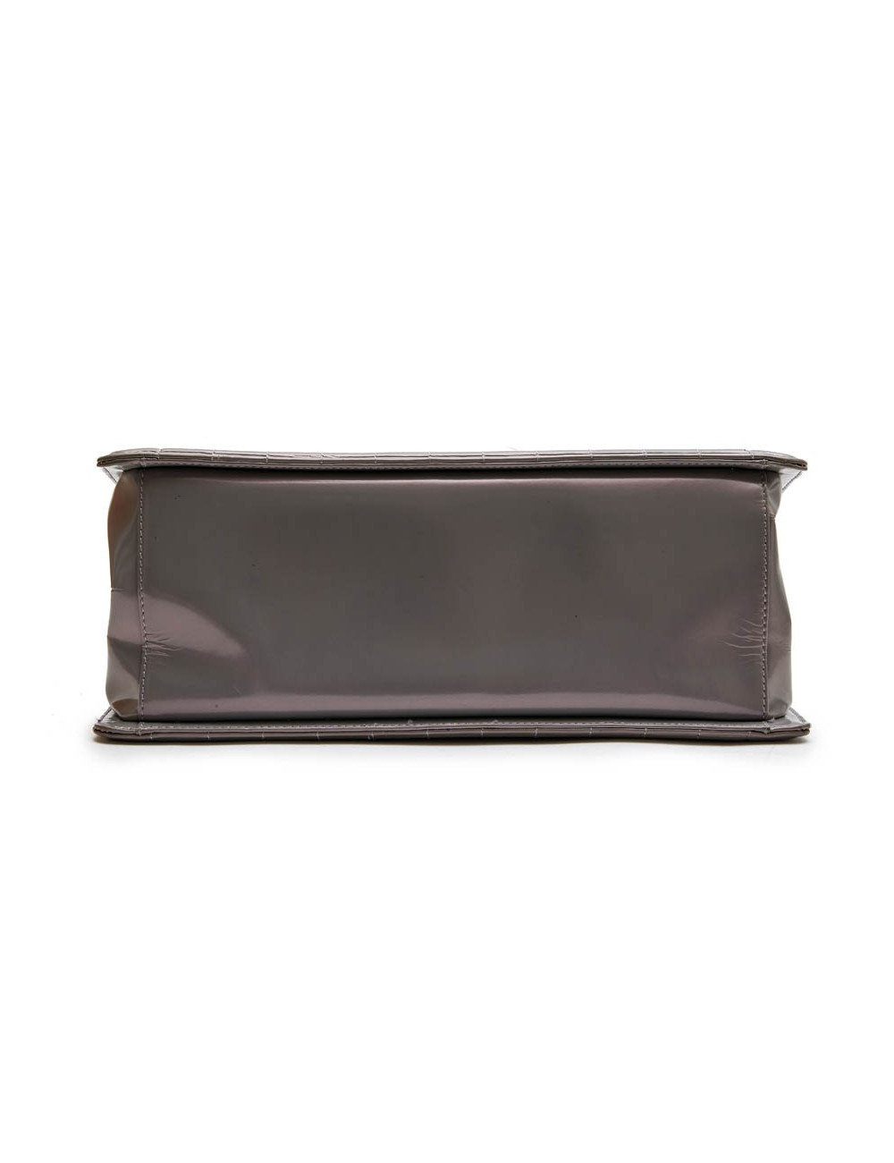Sac "Boy" GM CHANEL cuir verni gris à reflets mauve