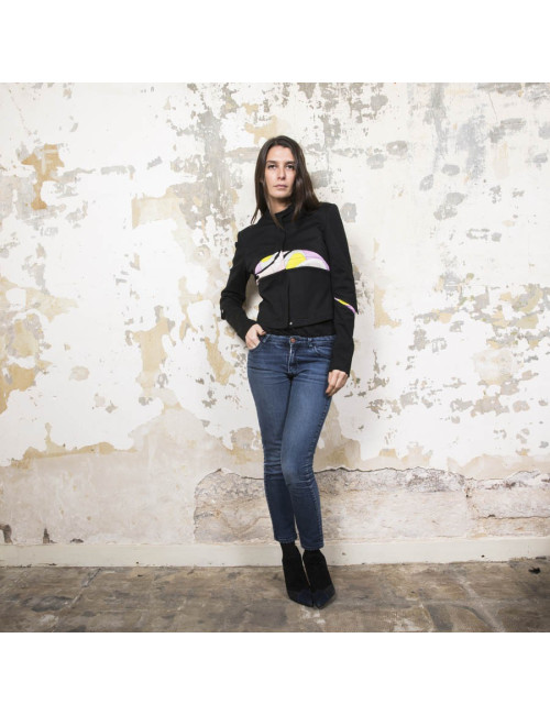 EMILIO PUCCI jacket in black jersey with printed patterns T38