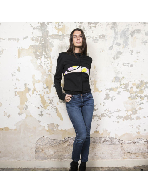 EMILIO PUCCI jacket in black jersey with printed patterns T38