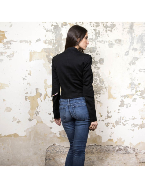 EMILIO PUCCI jacket in black jersey with printed patterns T38