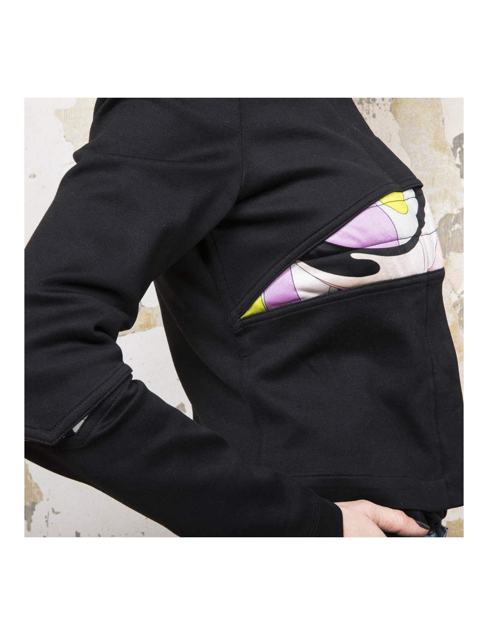 EMILIO PUCCI jacket in black jersey with printed patterns T38