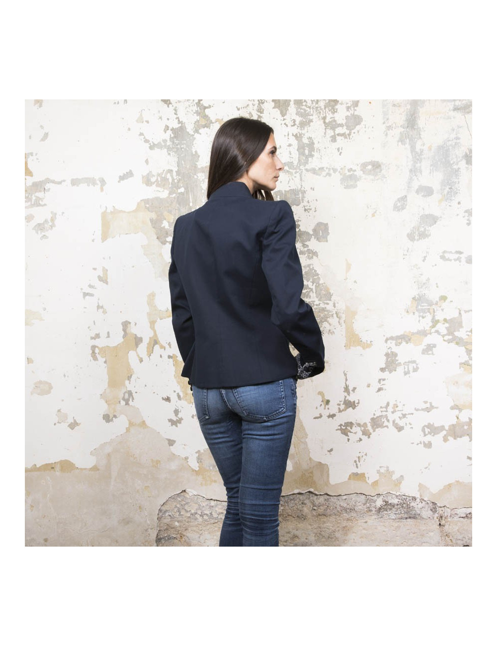 Veste KARL LAGERFELD bleu et bordé de tweed