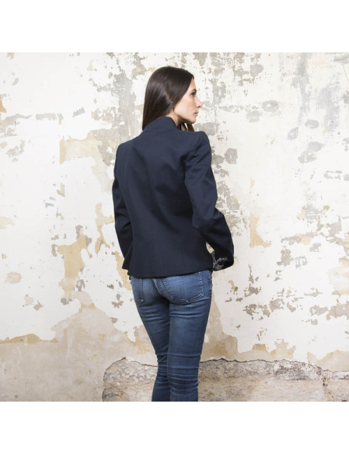 Veste KARL LAGERFELD bleu et bordé de tweed