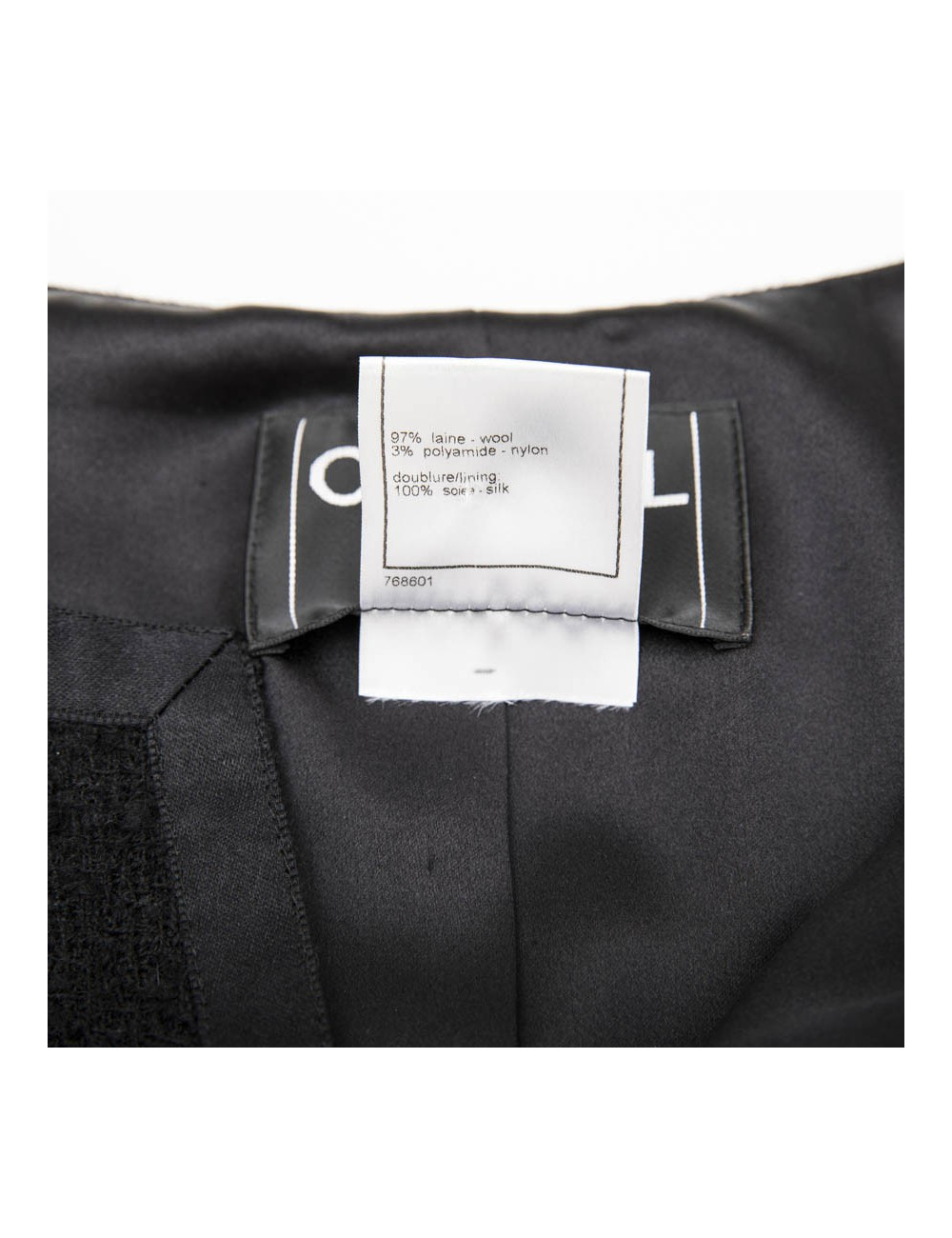 CHANEL jacket size 34EU in black tweed and silk ribbons