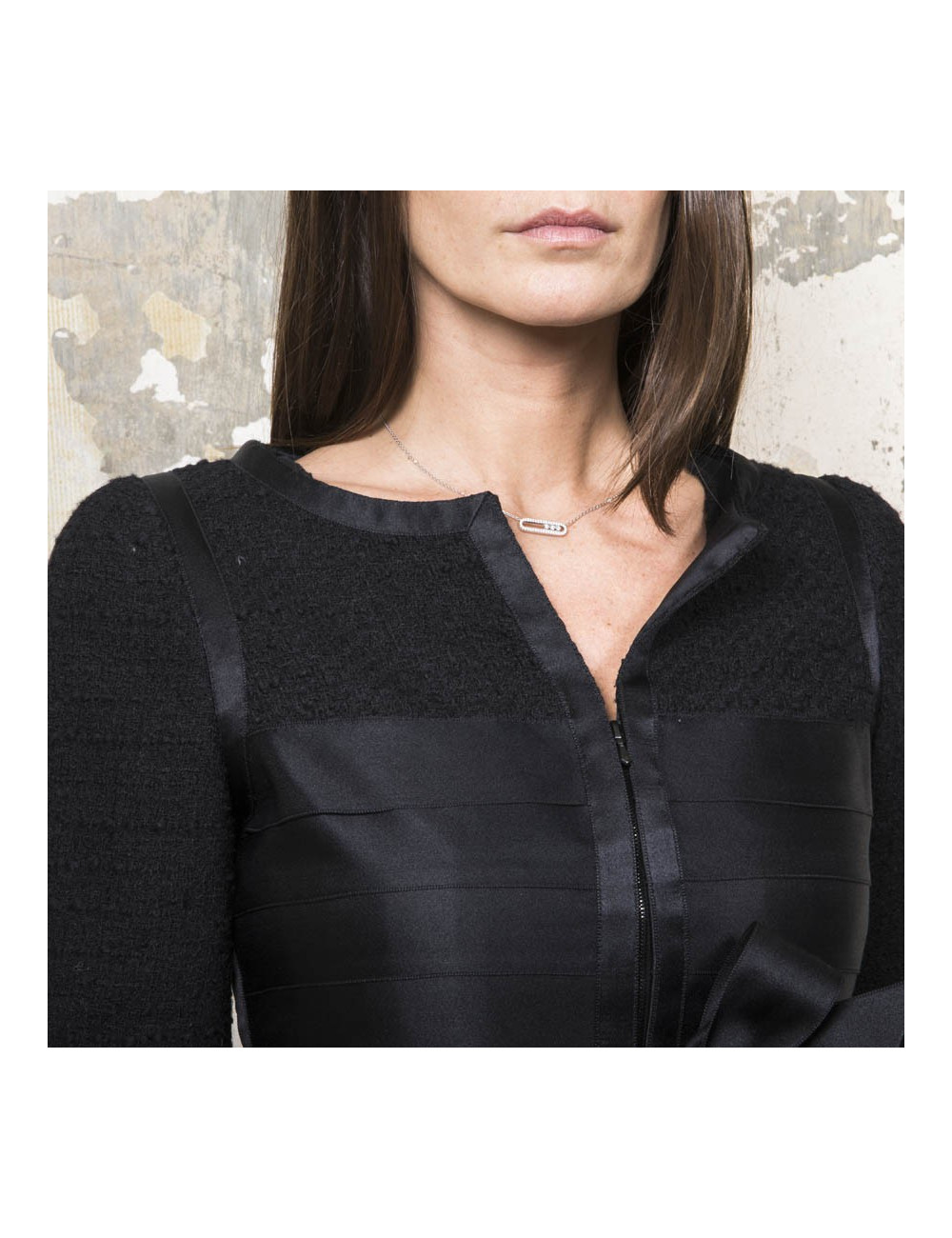 CHANEL jacket size 34EU in black tweed and silk ribbons