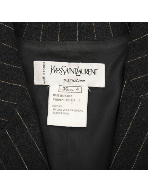 Veste longue t36 YSL  SAINT LAURENT rayée gris foncé
