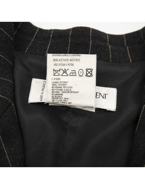 Veste longue t36 YSL  SAINT LAURENT rayée gris foncé