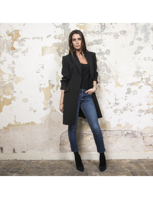 Veste longue t36 YSL  SAINT LAURENT rayée gris foncé