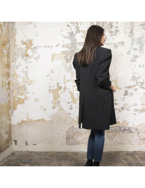 Veste longue t36 YSL  SAINT LAURENT rayée gris foncé