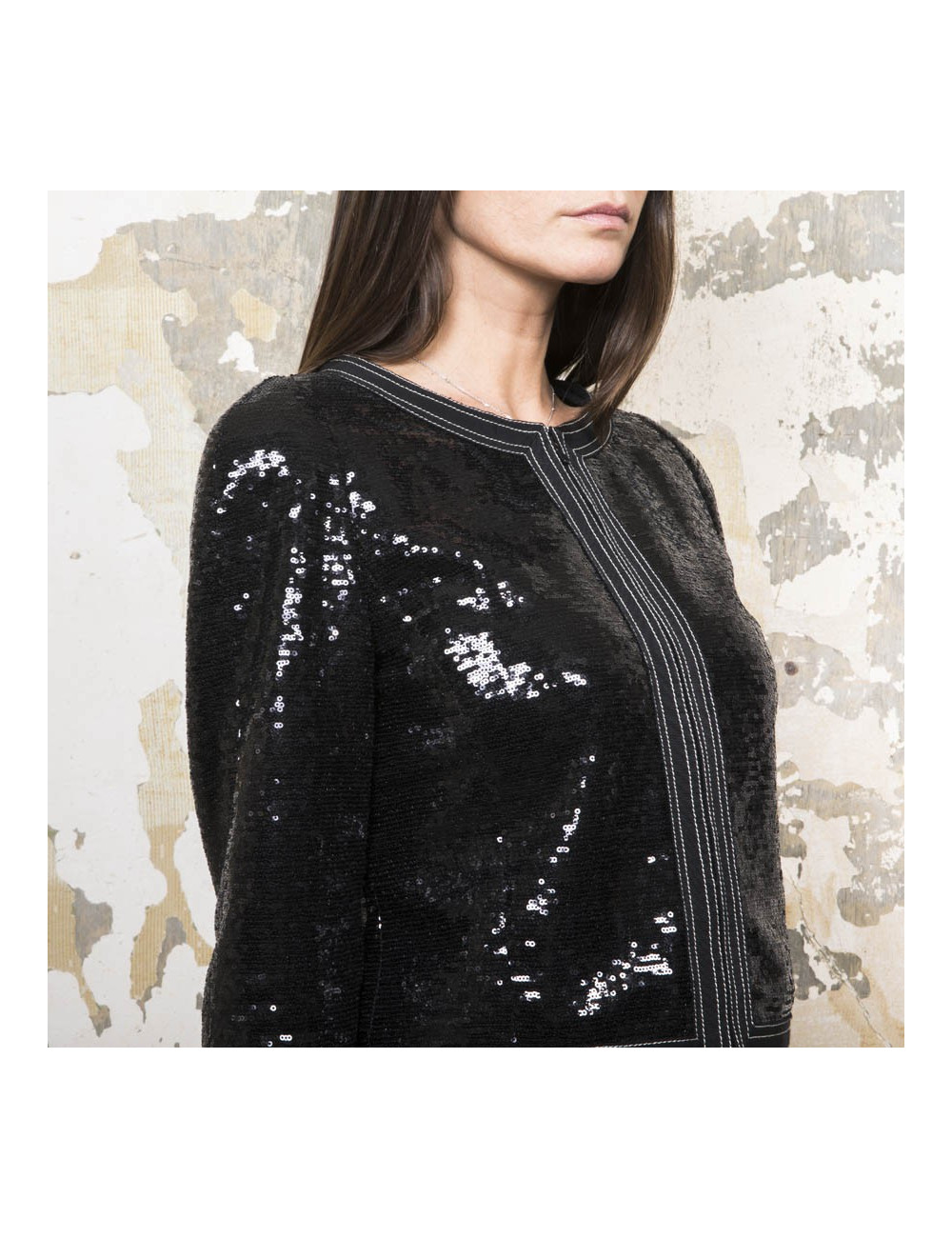 Veste 34 CHANEL à sequins noirs
