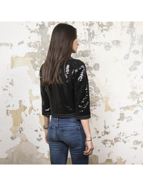 Veste 34 CHANEL à sequins noirs