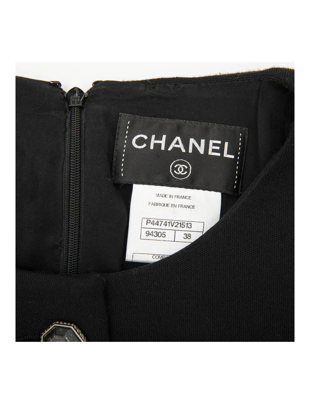 CHANEL T 38 in black wool jersey