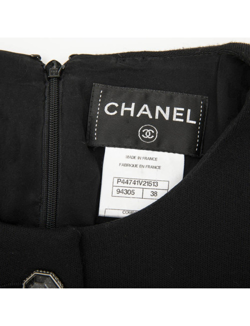 CHANEL T 38 in black wool jersey