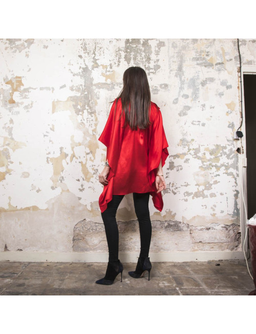 Blouse T 38 GIVENCHY en soie rouge vif