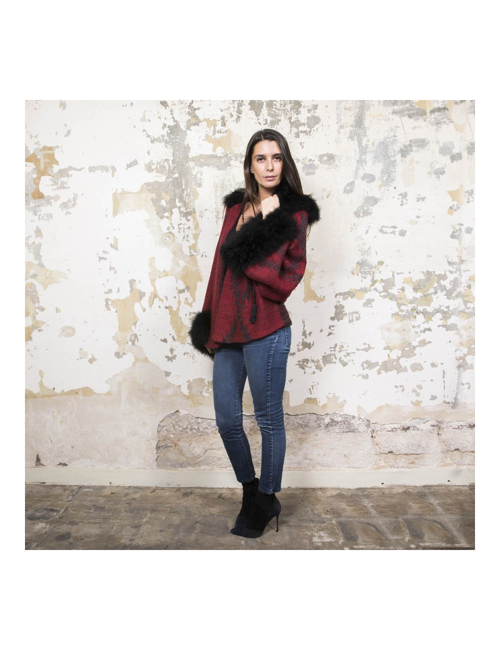 Gilet RALPH LAUREN col en plume noire