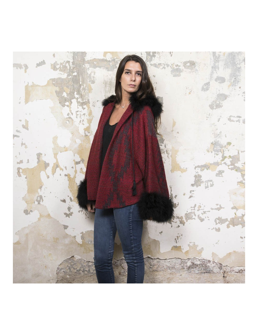 Gilet RALPH LAUREN col en plume noire