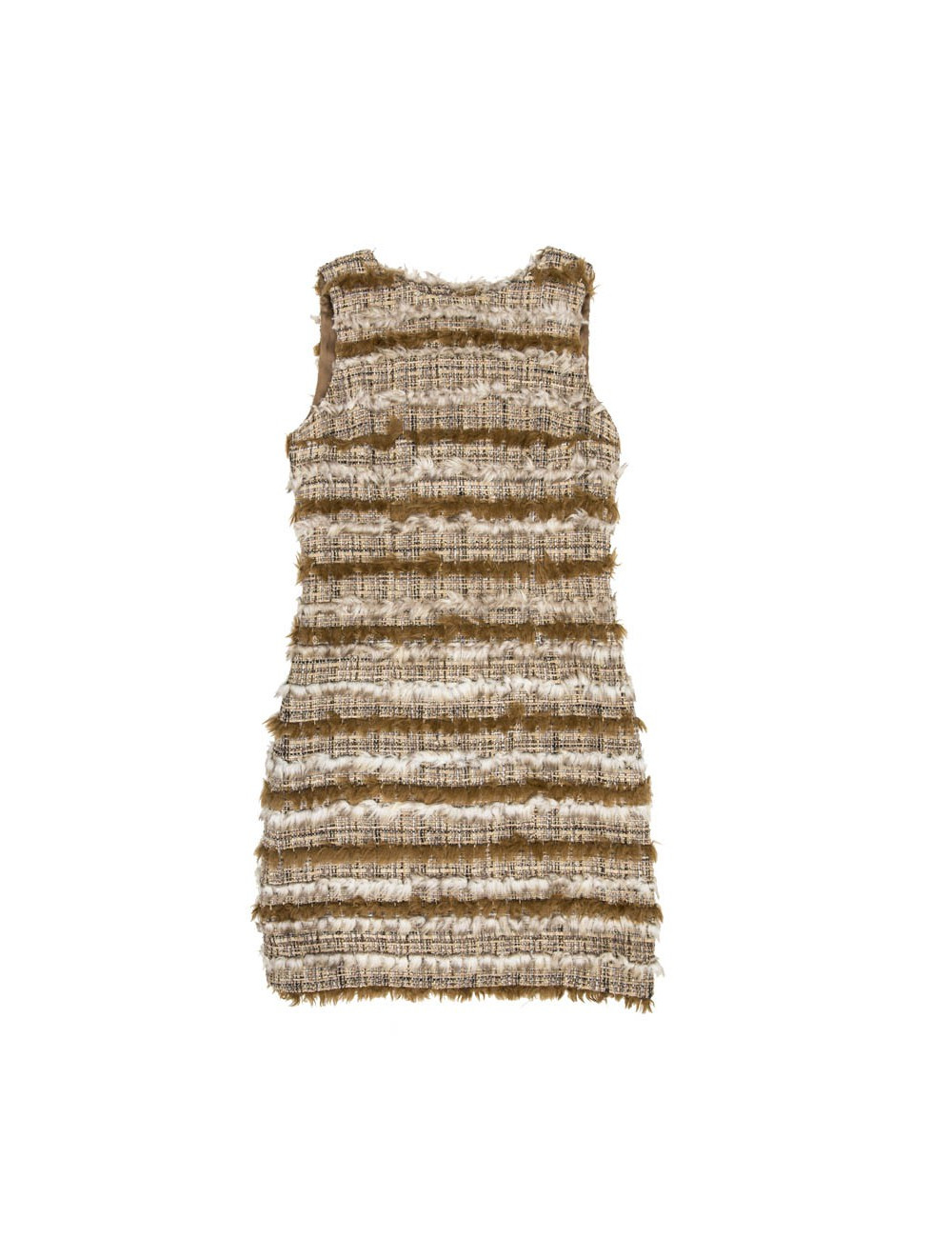 Robe CHANEL tweed et fausse fourrure T38