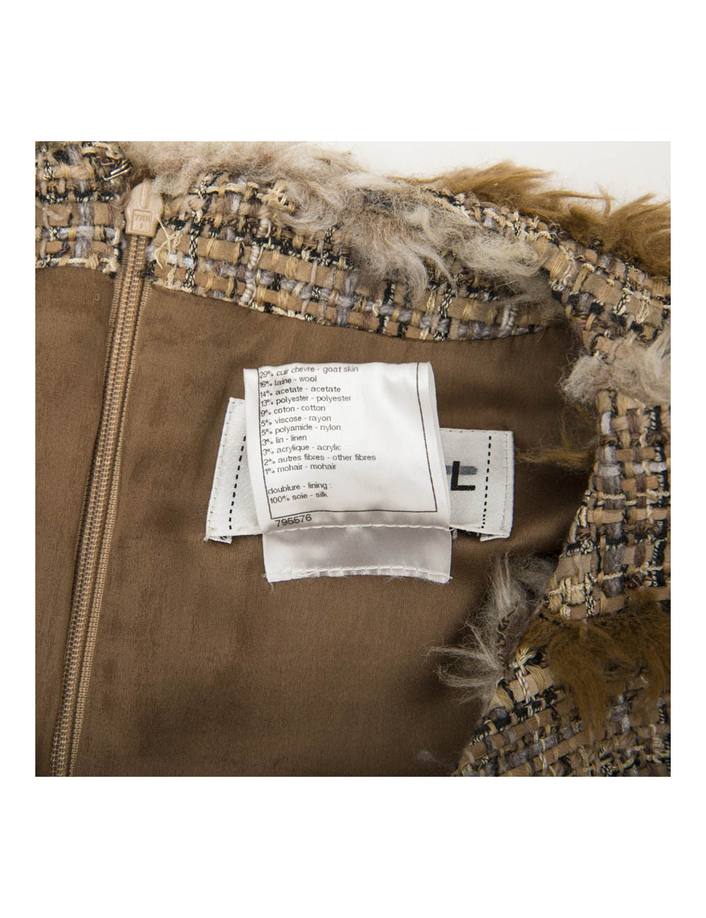 CHANEL dress in tweed and faux fur size 38FR 