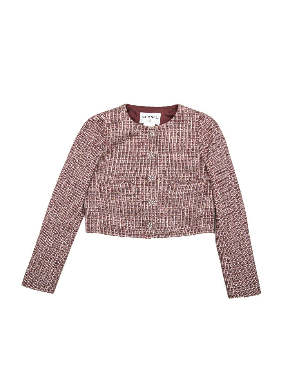 Veste T40 CHANEL bordeaux et fils d'or