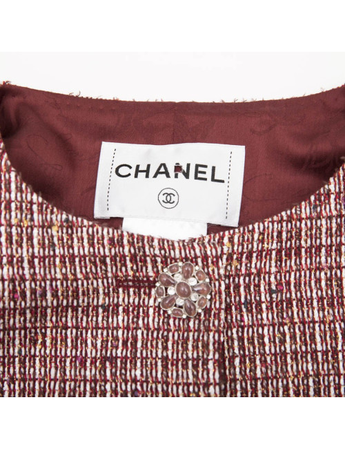 Veste T40 CHANEL bordeaux et fils d'or