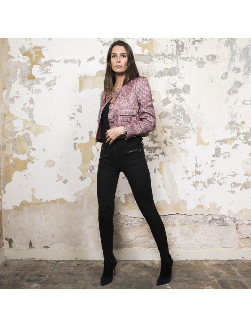 Veste T40 CHANEL bordeaux et fils d'or