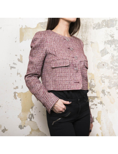 Veste T40 CHANEL bordeaux et fils d'or