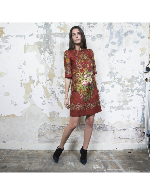 DOLCE & GABBANA T 36 dress with floral printed embossed polyester