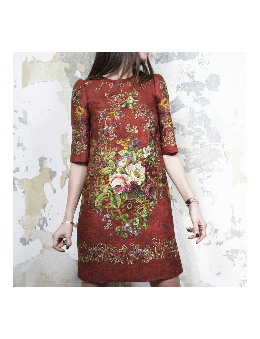 DOLCE & GABBANA T 36 dress with floral printed embossed polyester