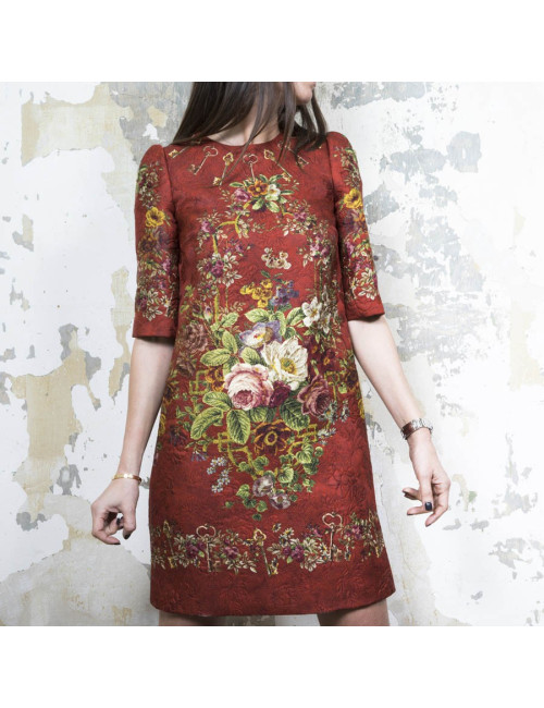 DOLCE & GABBANA T 36 dress with floral printed embossed polyester