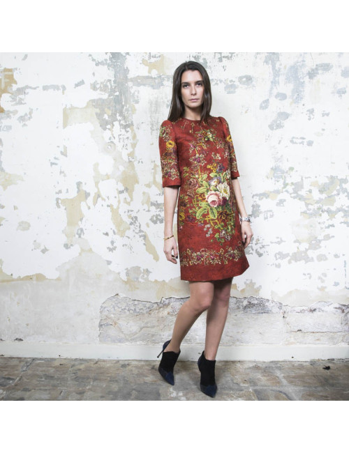DOLCE & GABBANA T 36 dress with floral printed embossed polyester