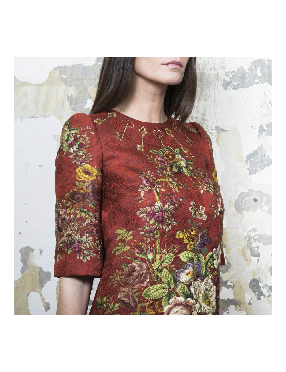 DOLCE & GABBANA T 36 dress with floral printed embossed polyester