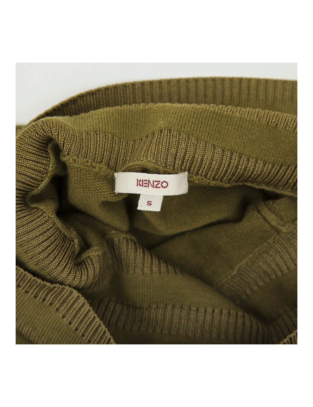  KENZO flared skirt in green khaki wool, silk and cashmere size S