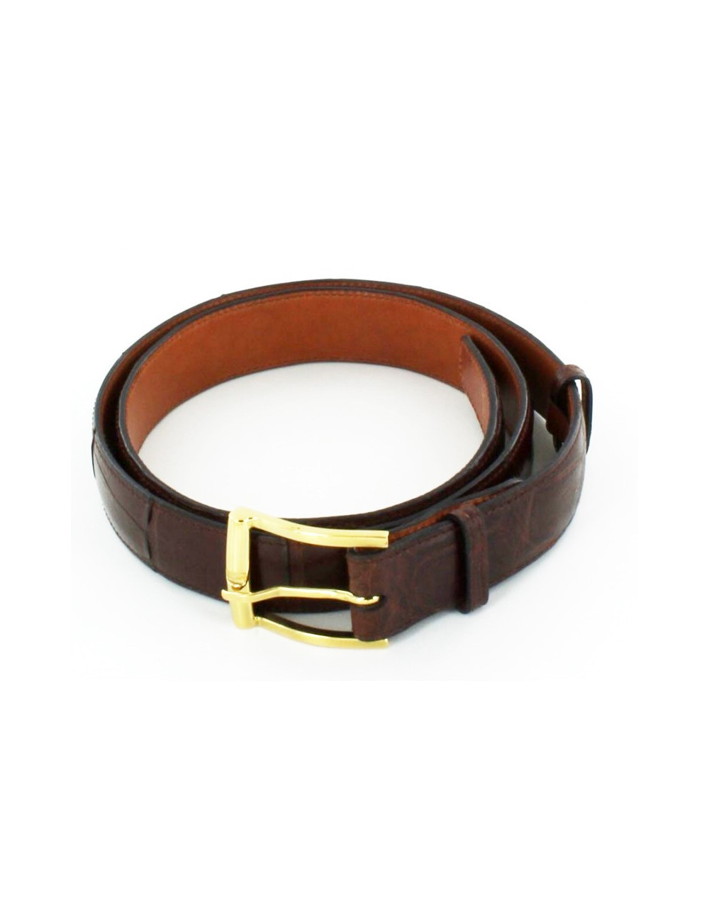 Ceinture FRANCK NAMANI marron en croco veritable