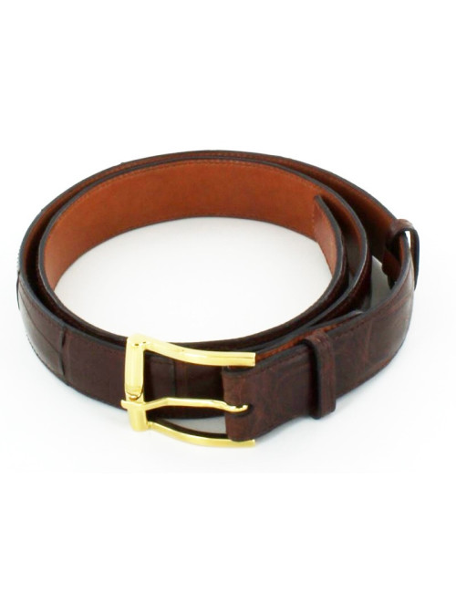 Ceinture FRANCK NAMANI marron en croco veritable