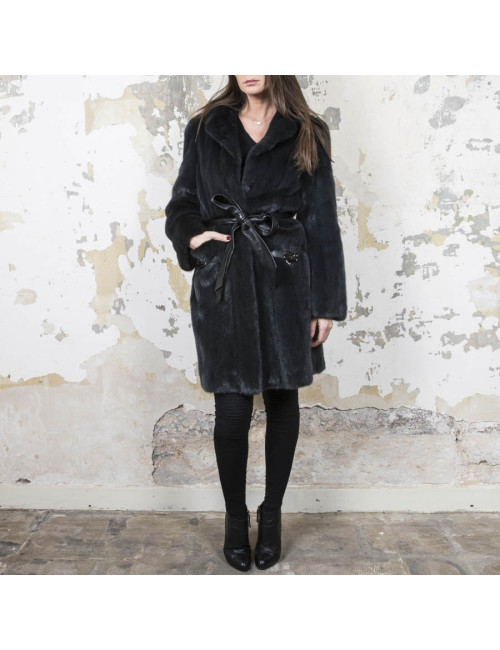 Manteau RIZAL T40   en vison bleu nuit 