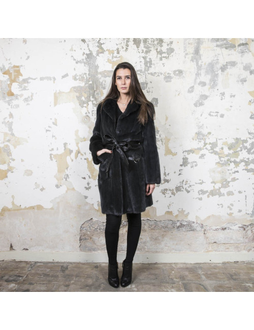 Manteau RIZAL T40   en vison bleu nuit 