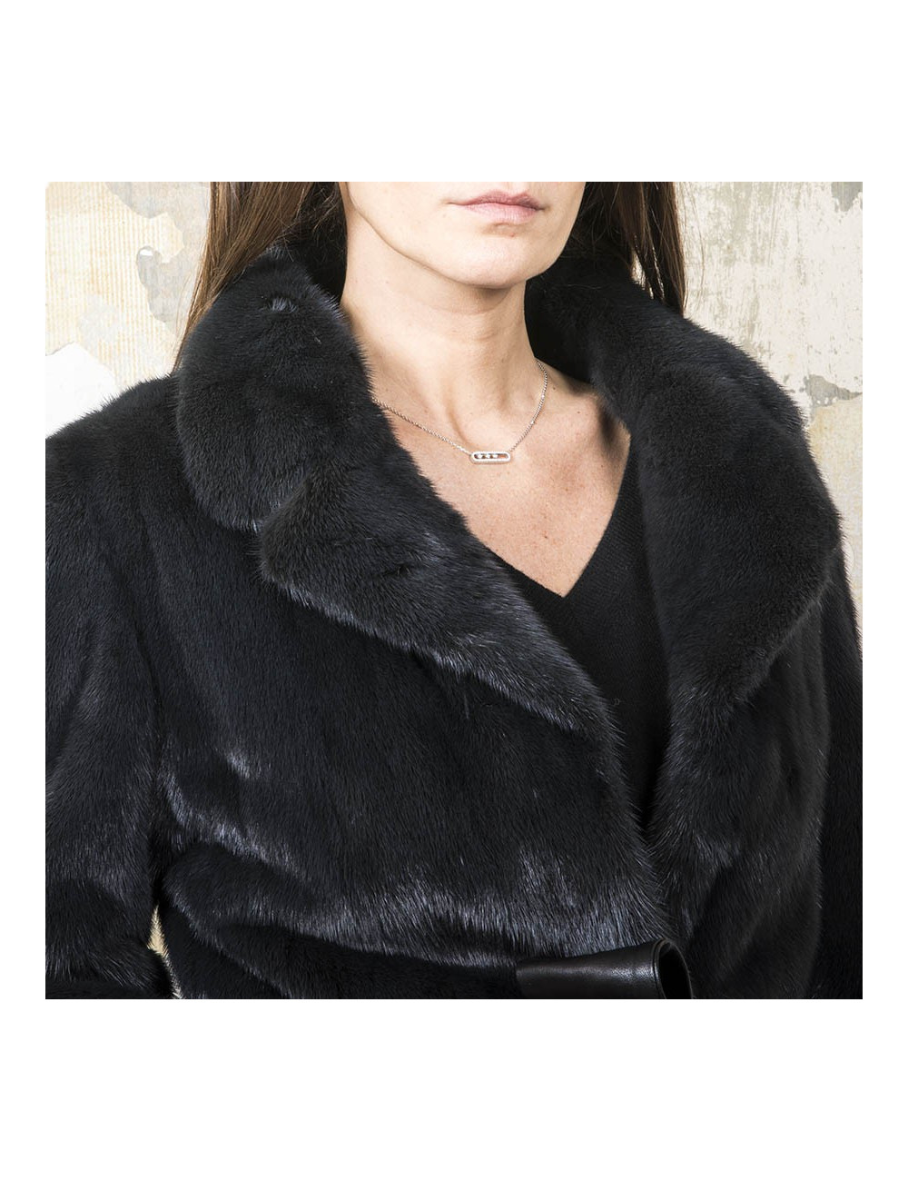 Manteau RIZAL T40   en vison bleu nuit 