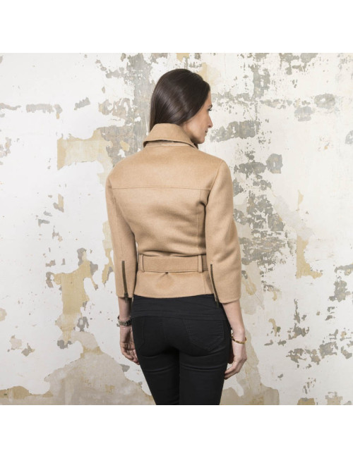 Veste SANS MARQUE manches trois quart en laine ? marron clair