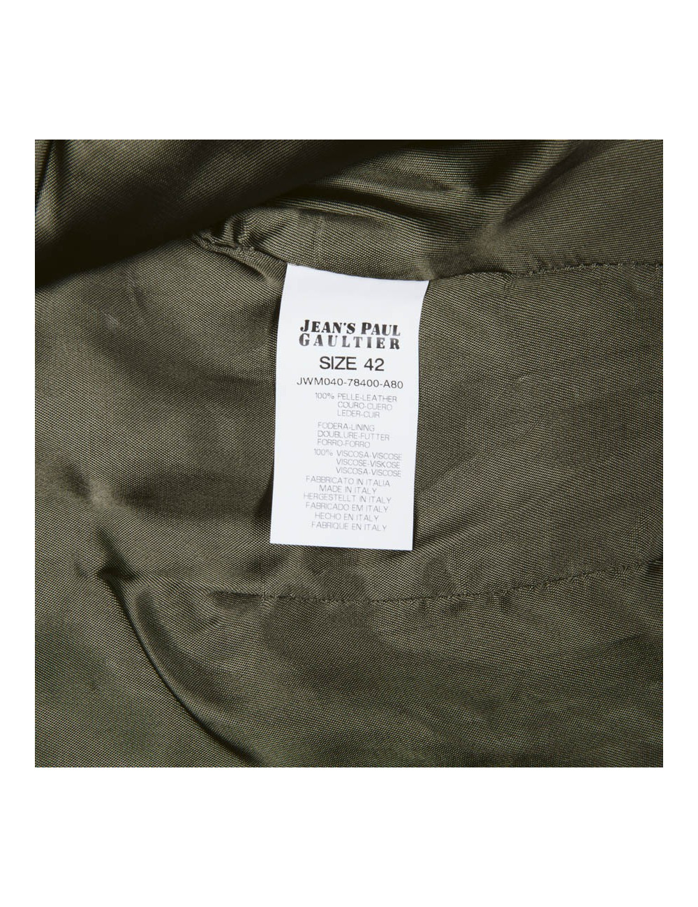 Blouson JEAN PAUL GAULTIER T38 en patchwork de cuir vert et marron