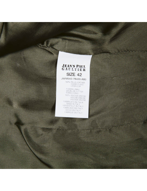 Blouson JEAN PAUL GAULTIER T38 en patchwork de cuir vert et marron