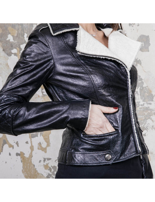 Veste CHANEL cuir noir T34