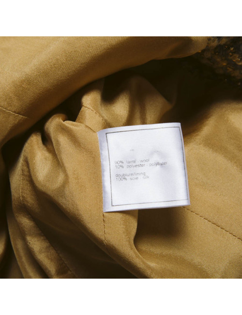 Veste courte CHANEL T 36 tweed gris et lamé doré