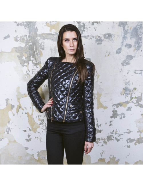 BALMAIN black perfecto down jacket size 38