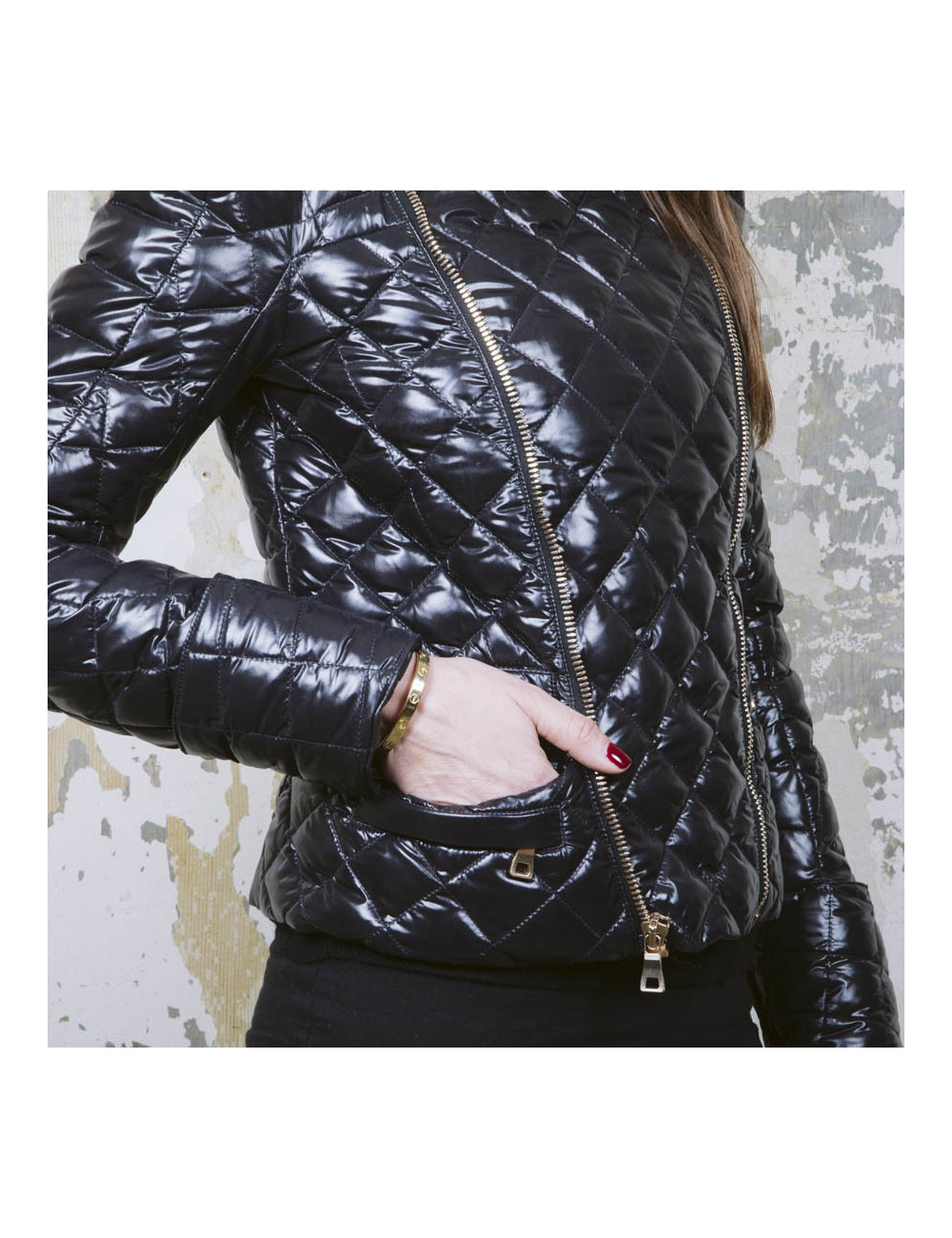 BALMAIN black perfecto down jacket size 38