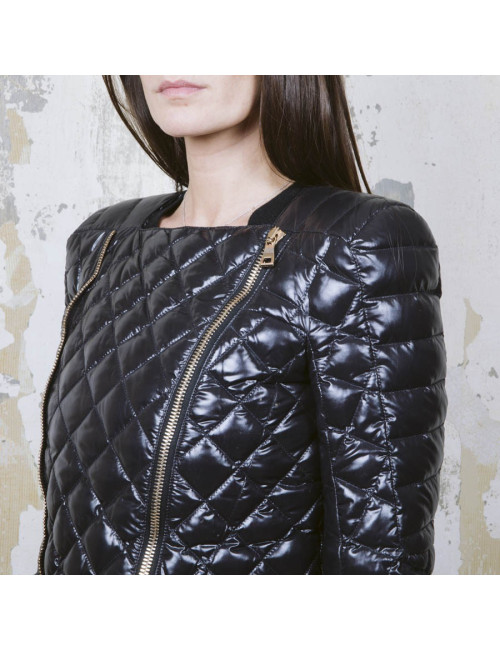 BALMAIN black perfecto down jacket size 38