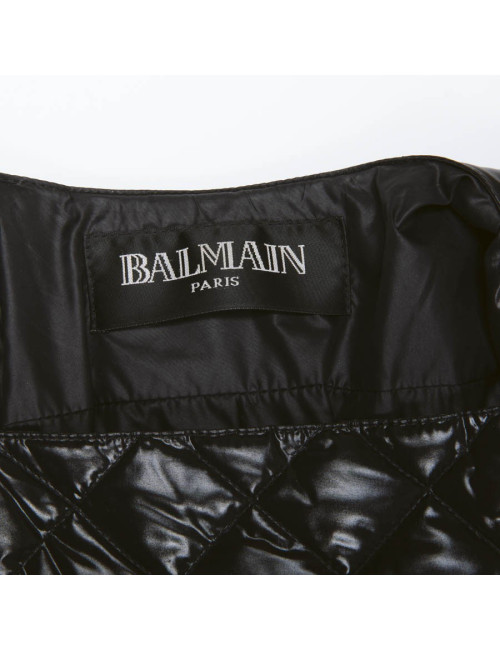 BALMAIN black perfecto down jacket size 38